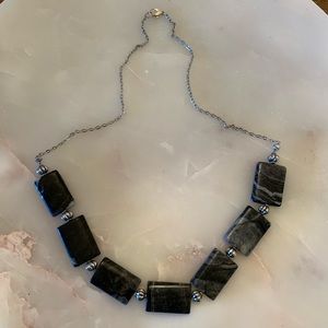 Black Stone Chunk Necklace